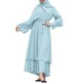 thumbnail image 3 of IBTOM CASTLE Women's Chiffon Muslim Cardigan Kaftan Middle East Arabian Abaya Dress Casual Islamic Cover up Long Dresses XXL Light Blue, 3 of 8
