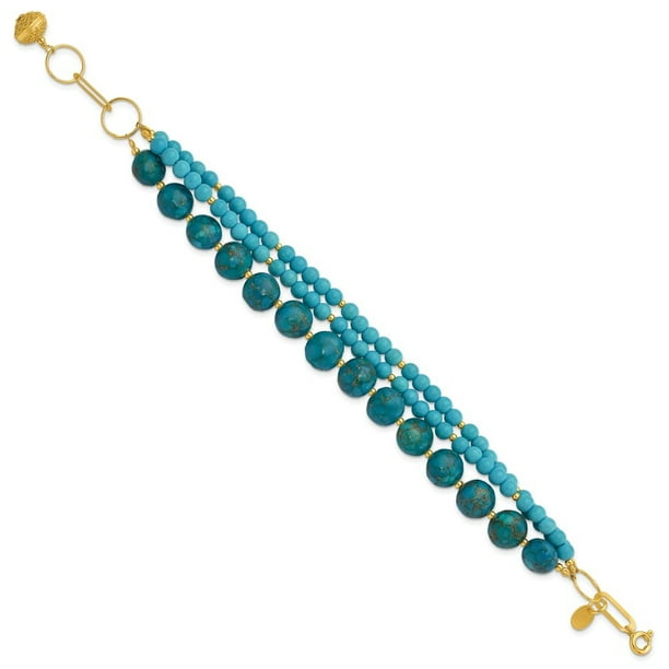 Sterling Silver Gold-plated Recon Zircon and Turquoise Bracelet Sterling Silver Gold-plated Recon Zircon and Turquoise Bracelet