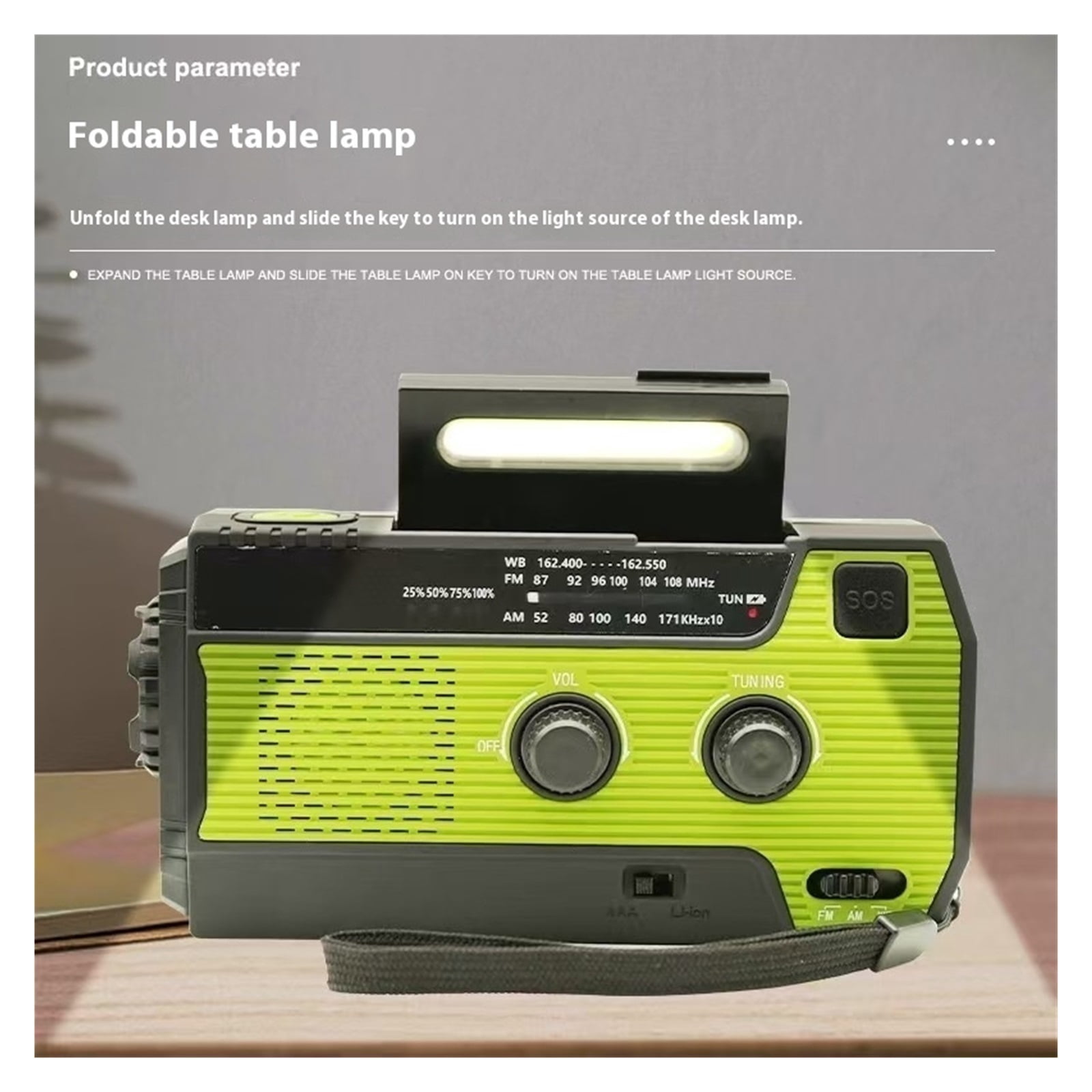 Multifunctional Emergency Radio, Hand-cranked Generator, Solar Charging, Outdoor Lighting, Disaster Prevention ,Portable
