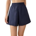 thumbnail image 1 of Lovito Casual Plain Elastic Waist Cool Pure Shorts, 1 of 5