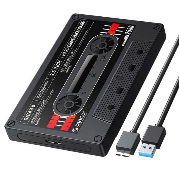 Carcasa de disco duro ORICO SATA de 2,5 pulgadas a USB 3.0 de 6 TB, negra