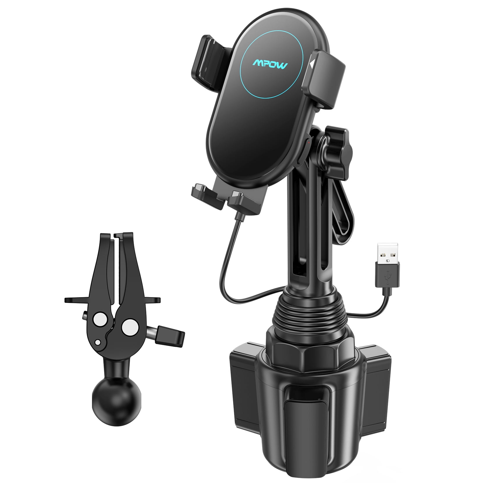 Mpow Car Wireless Charger, 15W Auto-Clamping Qi Fast Charging Car Mount, Cup Holder Air Vent Phone Holder for iPhone 13 Pro Max/13 Pro/13/Xs Max, Galaxy S22/S22+,LG G8 ThinQ/V50 - Black