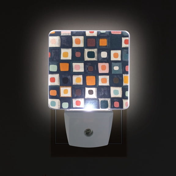 Yayeee LED Plug in Night Light for The Home with Auto Dusk to Dawn Light Sensors, 2 Pack, Blue Circle Mosaic