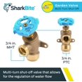 thumbnail image 2 of czcpp-3/4 Inch x 3/4 Inch MHT Garden Valve, Multi Turn, Push to Connect Brass Plumbing Fitting, PEX Pipe, Copper, CPVC, PE-RT, HDPE, 24623LF, 2 of 4
