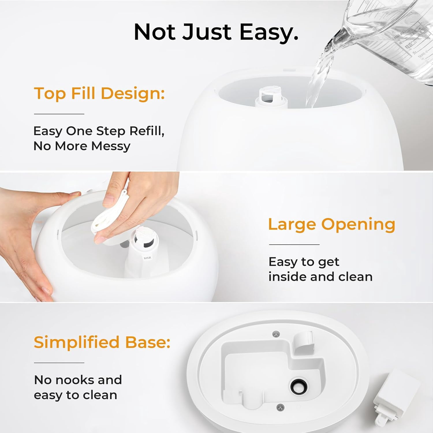 BOXING Top Fill Humidifiers for Bedroom Baby with Remote Control, 20dB Quiet Cool Mist, 7 Color Night Light, Essential Oil Tray, Timer, Sleep Mode, 3L