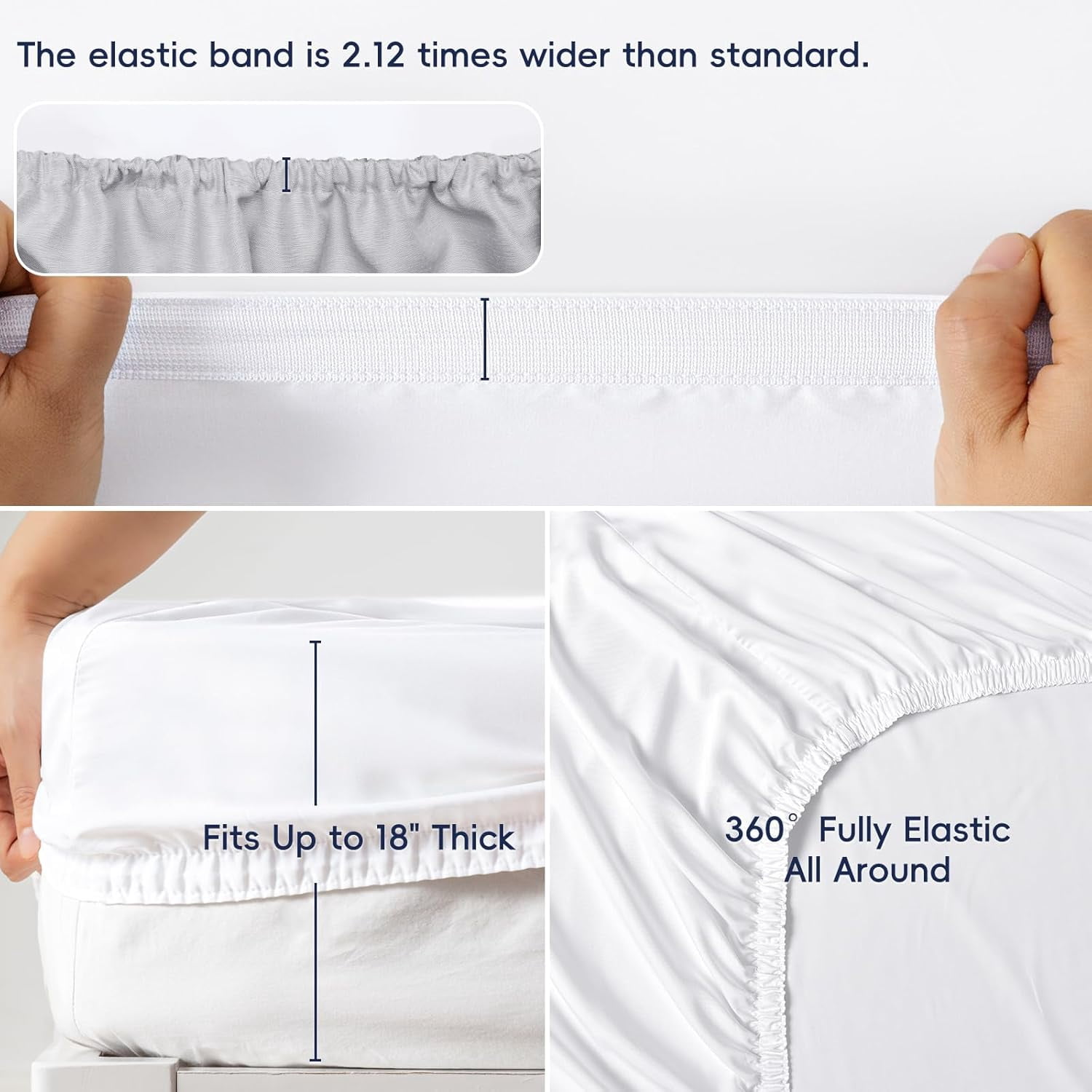 6PCS 100% Rayon Derived from Bamboo_ Sheets Set King Size, Cooling Sheets for Hot Sleepers, Wider Elastic Band & 16" Deep Pocket, Luxury Silky Soft Breathable Bedding Set & Pillowcase, Cream White