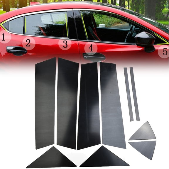 10Pcs Black Pillar Posts Set For Mazda 3 Axela 2014-2017 Cover Door Casement Trim