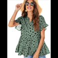thumbnail image 2 of Blusas Bohemias de con Cuello en V, Corta, Fruncidas y Estampados Al Azar para Mujer, Estilo Casual, Color Verde M, 2 of 10