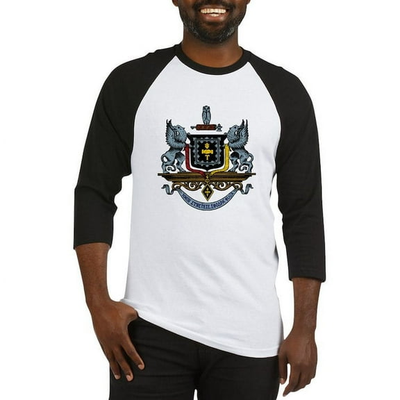 CafePress - Psi Upsilon Colored Crest Baseball Jersey - Cotton Baseball Jersey, 3/4 Raglan Sleeve Shirt