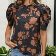 thumbnail image 2 of Tops Cortos para las Mujeres Manga de Herradura Impresa Manga Corta Cuello Redondo, Top de Moda para Primavera Verano Casual, 2 of 7