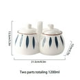thumbnail image 3 of Japanese Style Sugar Bowl With Lid And Spoon, Hand-painted Sugar Pot, Sugar Container Spice Jar With Tray-stripe white-1200ml/42oz, 3 of 9