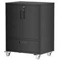 thumbnail image 4 of Hassch Rolling Tool Cabinet, Heavy-Duty Metal Cabinet with Storage Drawer and Locking Doors for Garage, Workshop, Warehouse, Black, 4 of 8