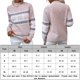 thumbnail image 2 of Suéter Suéter de punto para mujer, medio cuello alto, estampado de copos de nieve, jerséis de ganchillo, manga larga, estilo navideño, traje informal para vacaciones Kuymtek Rosa T M para Mujer, 2 of 6
