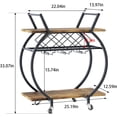 thumbnail image 3 of aboxoo Bar Carts 2 Tiers Rolling Home Serving Cart with Wine Rack and Wheels,Modern Rustic Brown Metal Round Wine Cart,Industrial Mobile Storage Kitchen Trolley for Kitchen, Bar, Living Room, 3 of 9