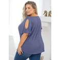 thumbnail image 7 of SHOWMALL Plus Size Tops for Women Cold Shoulder Clothes Gray Blue 3X Blouse Short Sleeve Clothing V Neck Tunic Summer Shirts, 7 of 7