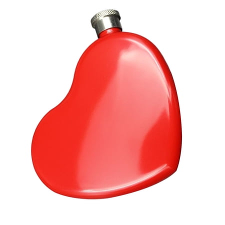 FELTECHELECTR Bottle Wine Heart-Shaped Hip Flask Red Stainless Steel 1Pc