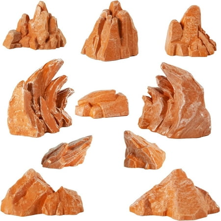 10 Pcs Simulation Rockery Diorama Rocks Stone for Diorama Supplies Miniature Terrain Fairy Garden Zen Garden Accessories Terrarium Decor Tank Aquarium Decoration (Brown)
