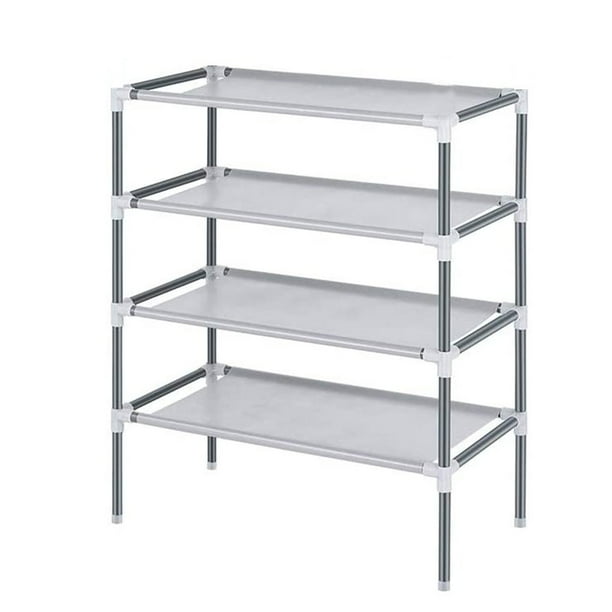Zapatero Niveles Estante para zapatos domésticos Organizador de almacenamiento no tejido de acero inoxidable, 4 Niveles Eigraketly HA005098-02B