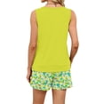 thumbnail image 4 of BOMYJESK Summer Sets Casual Sleeveless Tank Top Lightweight Matching Floral Print Lounge Short Sets Cute Plus Size High Waisted Travel Outfits with Pockets Fluorescent Green XXXL, 4 of 8