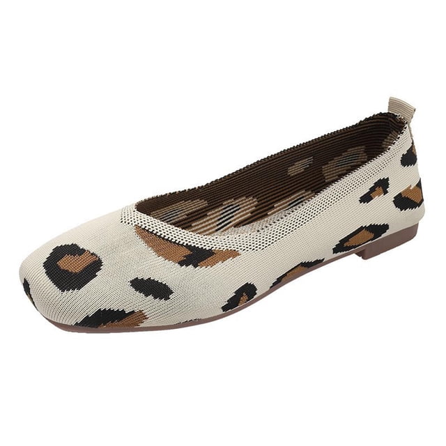 Womens Casual Soft Sole Knitted Pattern Colorblock Breathable Shallow Mouth Shoes