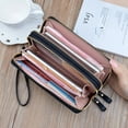 thumbnail image 5 of Bolso de mano largo con doble cremallera para mujer, moderno, a cuadros, de gran capacidad, con doble monedero, para teléfono móvil, 5 of 5