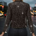 thumbnail image 6 of Women Casual Jackets Carnival Clothes For Elegant Shimmering Front Open Long Sleeve Lightweight Casual Jacket Mardi Gras Coffee S, 6 of 9