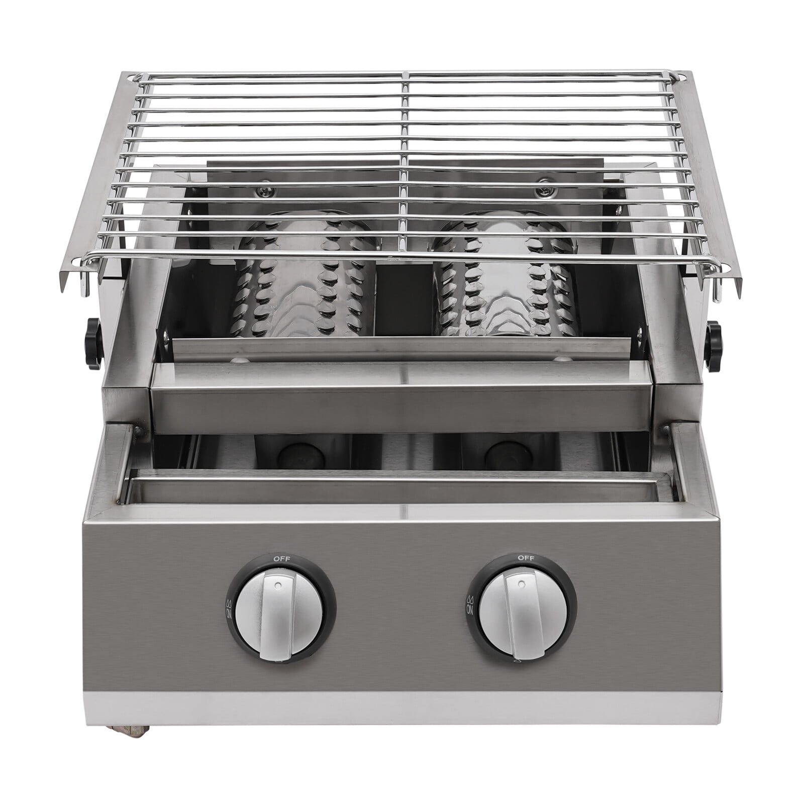 Propane Gas Grill 2 Burners Stainless Steel Grill Outdoor Barbeque Cooking BBQ For Camping, Picnics