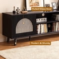 thumbnail image 4 of Ktaxon Modern LED TV Stand with 2 Fluted Arched Doors, 63" Entertainment Center Media Gaming Console for 55/60/65" TVs with RGB Lighting, Black, 4 of 12