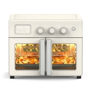 Martha Stewart 34 QT French Door Air Fryer Toaster Oven, Countertop Convection, 12-in-1, Linen Cream