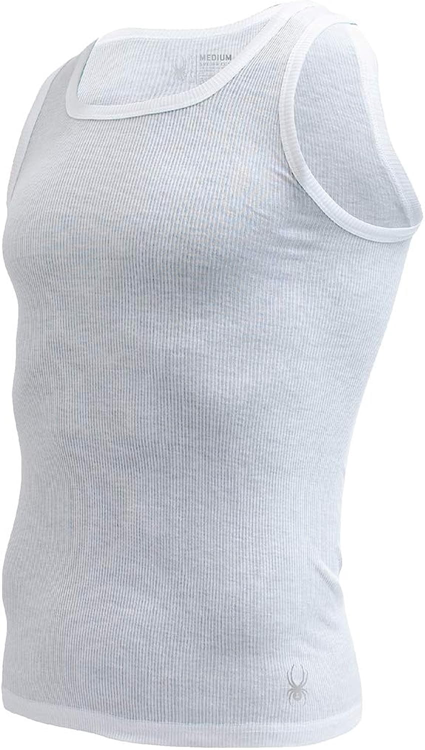 Spyder Mens Pro Cotton Pro Stretch Tank Tops A Shirts (White/Grey/Black/Charcoal, Medium)