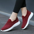 thumbnail image 6 of Mepaouo Women's Slip on Loafer Shoes Mesh Casual Ballet Flat Nurse Knit Walking Sneakers(Red,7.5), 6 of 9