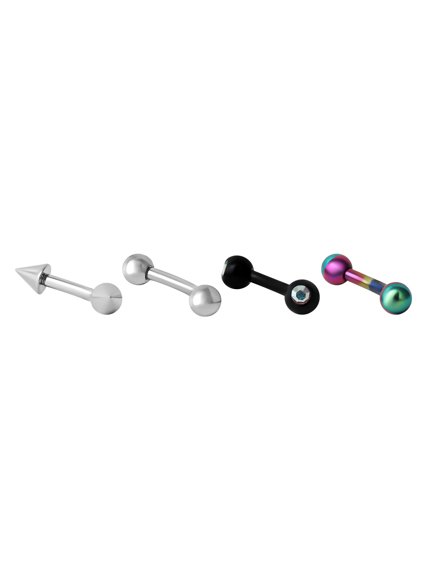 Body Jewelry Women's 16G Assorted Eyebrow Jewelry Set – 4 Pieces