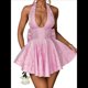 thumbnail image 2 of Vestido de Cóctel de Noche para Mujer, Sin Mangas, con Escote Halter, Lazo y Escote en V Profundo Rosa XL, 2 of 8