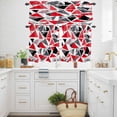 thumbnail image 3 of Color Block Triangle Kitchen Curtains Valances and Tiers Set of 3 Red Black Stitching Tier Curtains and Valance with Rod Pocket for Small Windows, 27.5"x24", 3 of 9