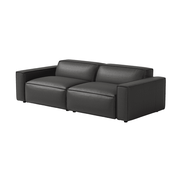 Valencia Nathan Full Aniline Leather Modular Sofa with Down Feather Loveseat 88" | Full Aniline Leather, Top Stitched Seam, Ultimate Comfort, Black