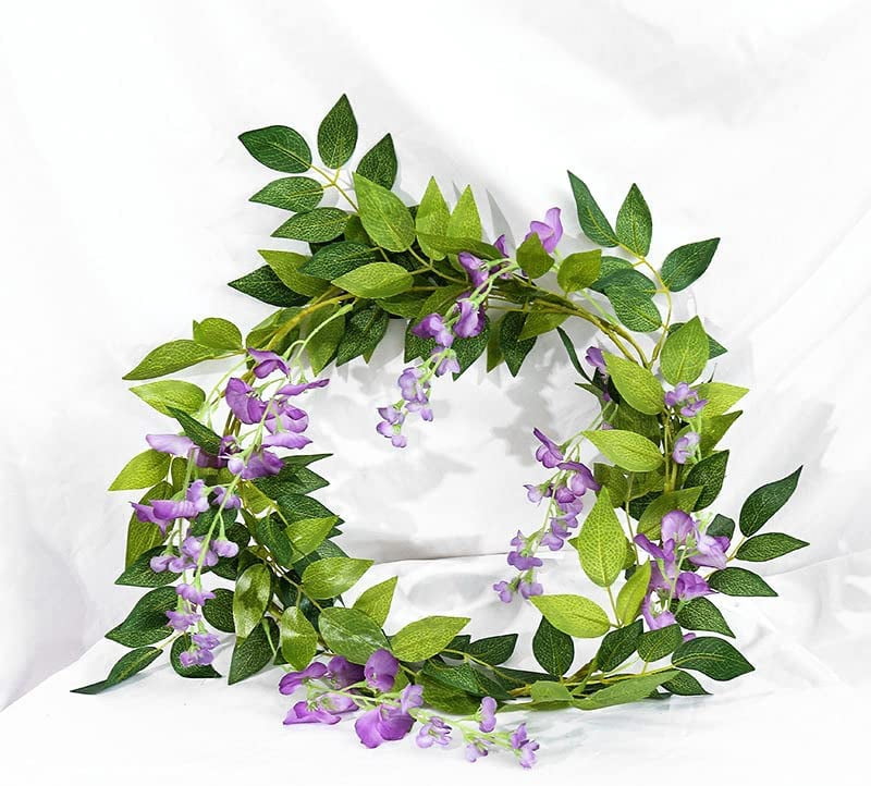 GRNSHTS Wisteria Garland Artificial Flowers Wisteria Vine - 6Pcs Total 39ft Purple Fake Wisteria Hanging Flower
