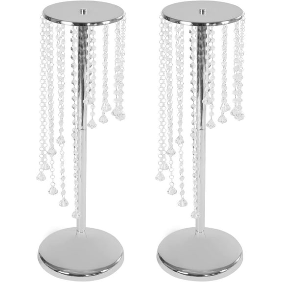 Miumaeov 2 Pcs Acrylic Flower Stand,Silver Flower Vases Wedding Centerpieces,Elegant Crystal Centerpiece Table Decorations for Flower Centerpiece Backdrop Ceremony Wedding Party Decoration 27.6inch