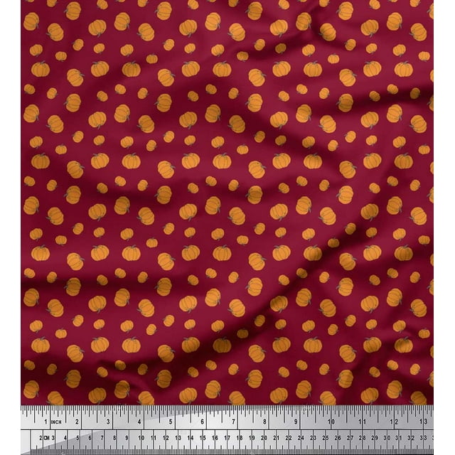 Soimoi Red Cotton Poplin Fabric Pumpkin Vegetable Print Fabric by the Yard 42 Inch Wide