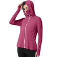 thumbnail image 4 of WTOBBY Women's Solid Color Ice Silk Hooded Sun Jacket Top, Lightweight Long Sleeve UV Protection Shirt, Sun Hoodie for Outdoor Sports, Cooling and Comfortable Fabric,Wine L, 4 of 4