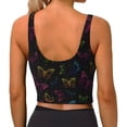 thumbnail image 3 of Fotbe Butterfly Pattern Womens' Sports Bra Longline Wirefree Padded with Medium Support Sports Moisture-Wicking Workou Vest,Tank Top-Small, 3 of 9