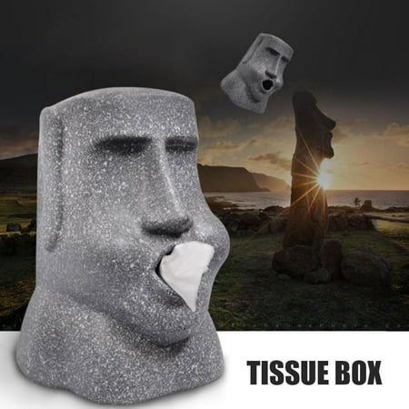 

Easter Island Paper Holder 3D Stone Statue Figure Paper Holder Firm Durable Hotel Storage Organizer for Living Room Study Room Bathroom