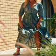 thumbnail image 2 of Femmes Manches Longues Boho Robe Casual Print Flowy A-Line Partie Robe, 2 of 9