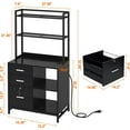 thumbnail image 3 of Livofloral File Cabinet with Charging Station, 3 Drawer Filing Cabinet with Bookshelf, Large Printer Stand with Open Storage Shelves for Home Office, Locking File Cabinets Fits Letter/A4 Size, Black, 3 of 9