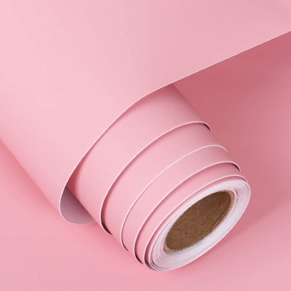 Biwat 60CM x 5M Matte Pink Contact Paper Solid Pink Peel and Stick Wallpaper for Girls Kids Bedroom Self Adhesive Vinyl Wall Paper Roll Pink Removable Wallpaper for Cabinets Bathroom Walls Dresser