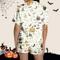 thumbnail image 5 of CONFREE Womens Halloween Pajamas Short Sleeve Cartoon Pumpkin Ghost Satin Sleepwear Tops Shorts Hallowmas Pjs For Women Cozy Nightwear, 5 of 7