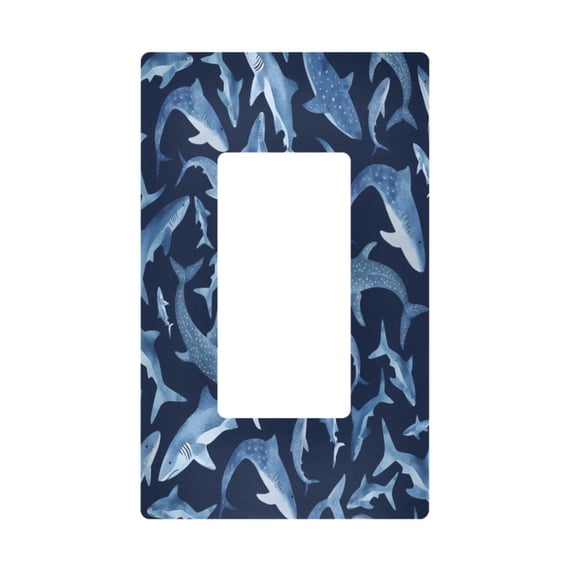 Yayeee Rocker Switch Wall Plate 1-Gang 4.6"x2.9" Home Decorative Outlet Cover, Watercolor Shark Pattern