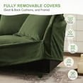 thumbnail image 6 of Modern L-Shaped Slipcovered Sectional Sofa (220×80×75cm) with Convertible Ottoman & Big Pillows in Green, 6 of 23