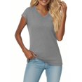 thumbnail image 6 of KLHDSF Womens Summer Tops Soft V Neck Short Sleeve Tee Summer Casual Stretchy Daily Basic Top Gray L, 6 of 6