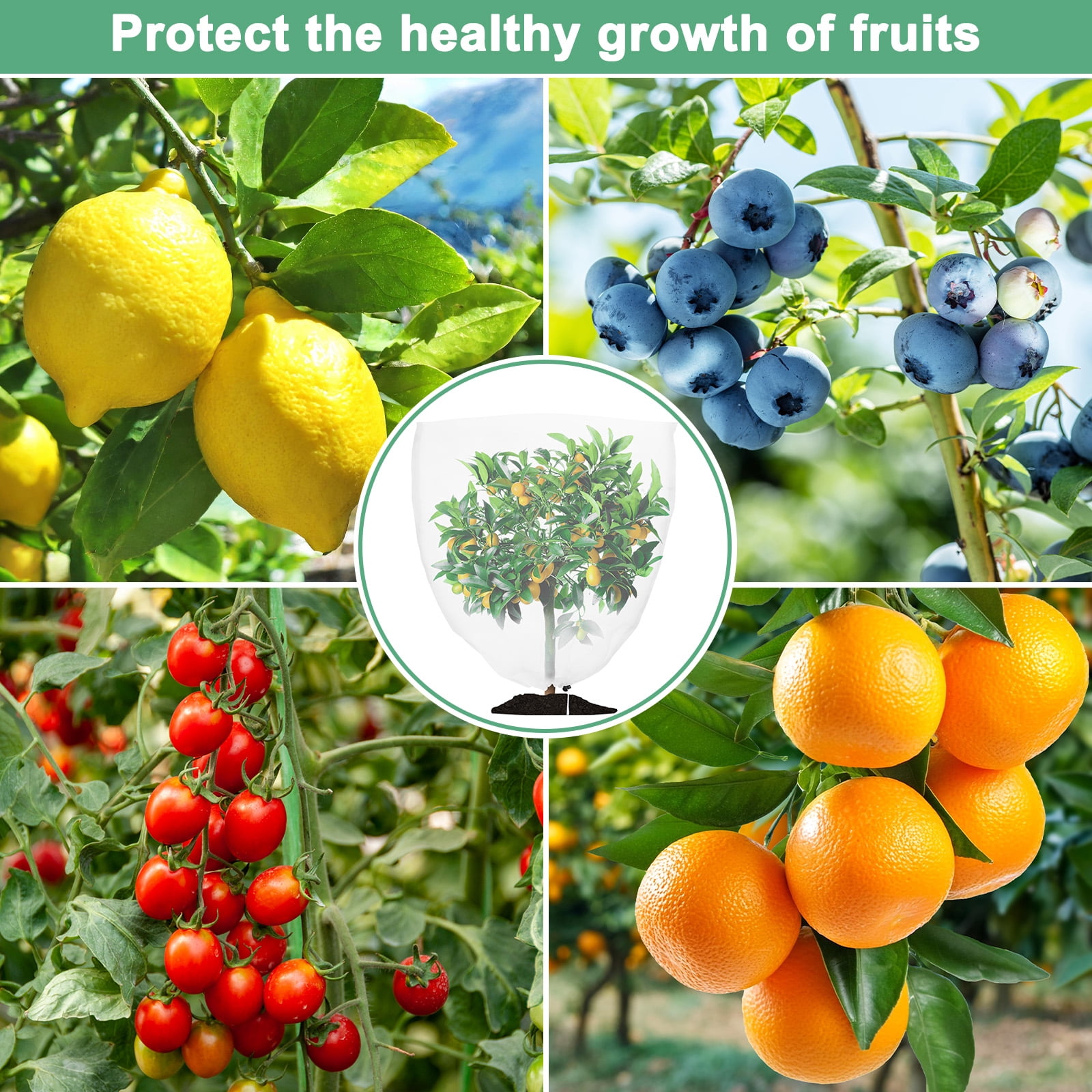 2-Pack Fruit Tree Netting Cover, 8.2 x 8.2 Feet Netting for Fruit Trees W Zipper & Drawstring for Garden [White]