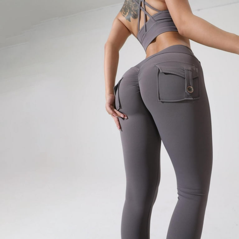 Manxivoo Cargo Pants for Women High Waisted Butt Lifting Leggings with  Pockets for Women Stretch Cargo Leggings High Waist Workout Running Pants